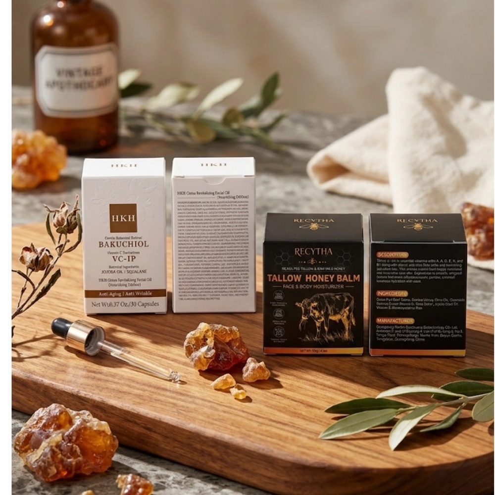 AKOFIC Tallow Balm 120g + HKH Bakuchiol 30 Capsules Anti-Aging Skin Duo